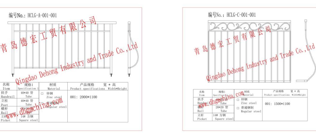 Decorative Vintage Wrought Iron Balcony Balustrade