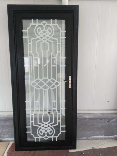 Custom Modern Design Wrought Iron Black Entrance Door