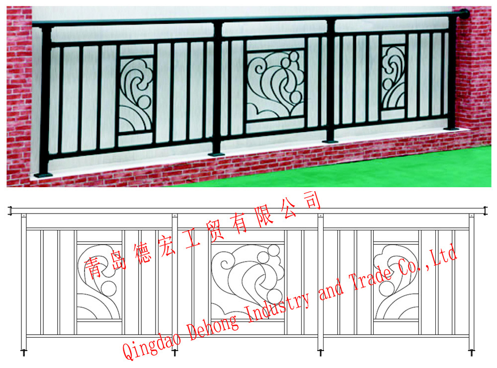 Ornamental Security Indoor Powder Coated Wrought Iron Balcony Railing Designs