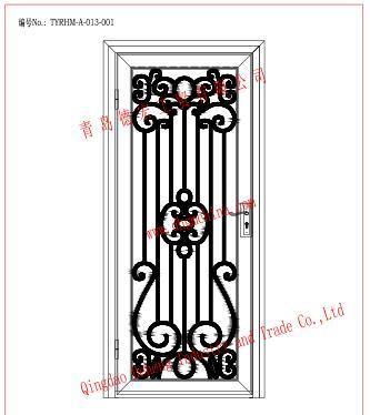 Custom Modern Design Wrought Iron Black Entrance Door