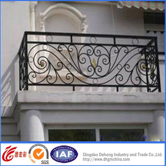 Decorative Security Solid Indoor Powder Coated Wrought Iron Balcony Railing