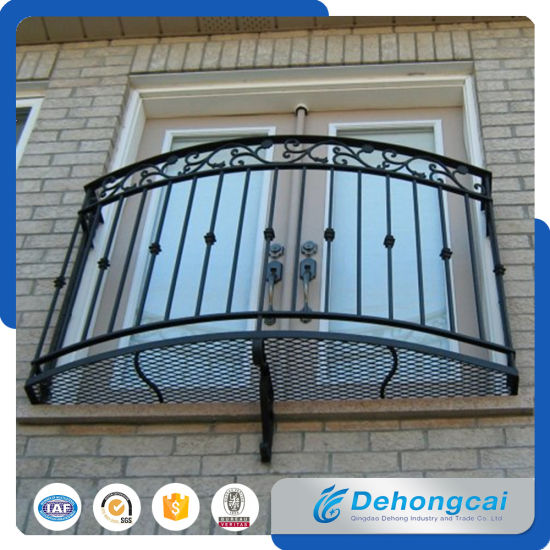 Galvanized Steel Balcony Safety Fence / Decorative Wrought Iron Balcony Railing