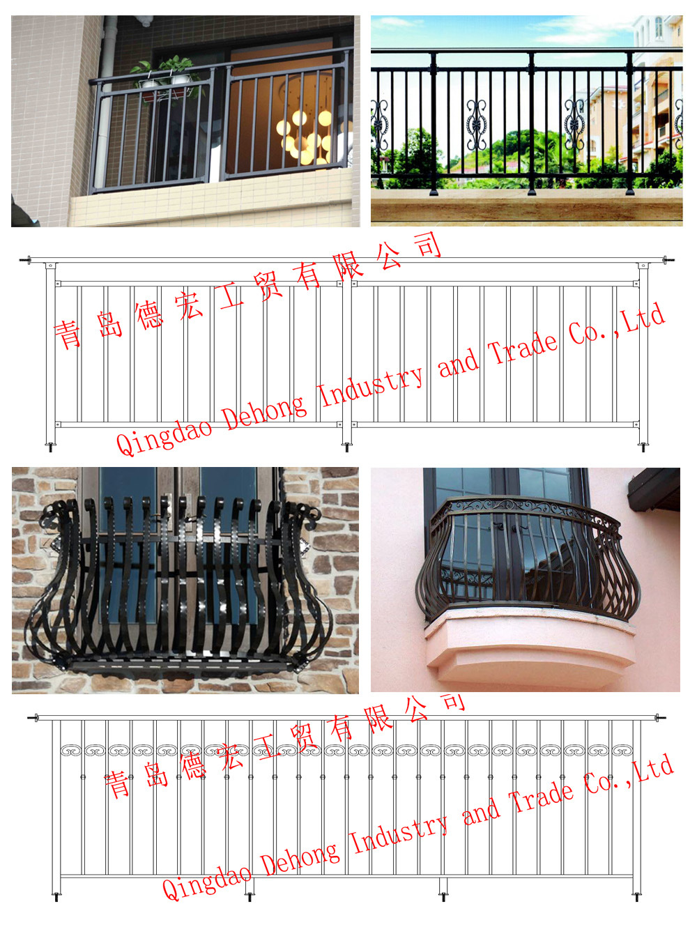 Aluminium Balcony Balustrade / Safety Galvanized Wrought Iron Balcony Railing Fence