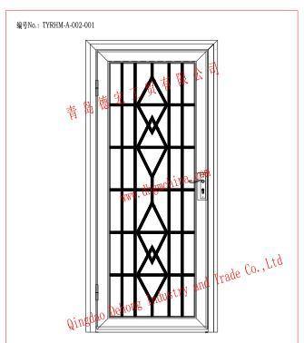 Custom Modern Design Wrought Iron Black Entrance Door