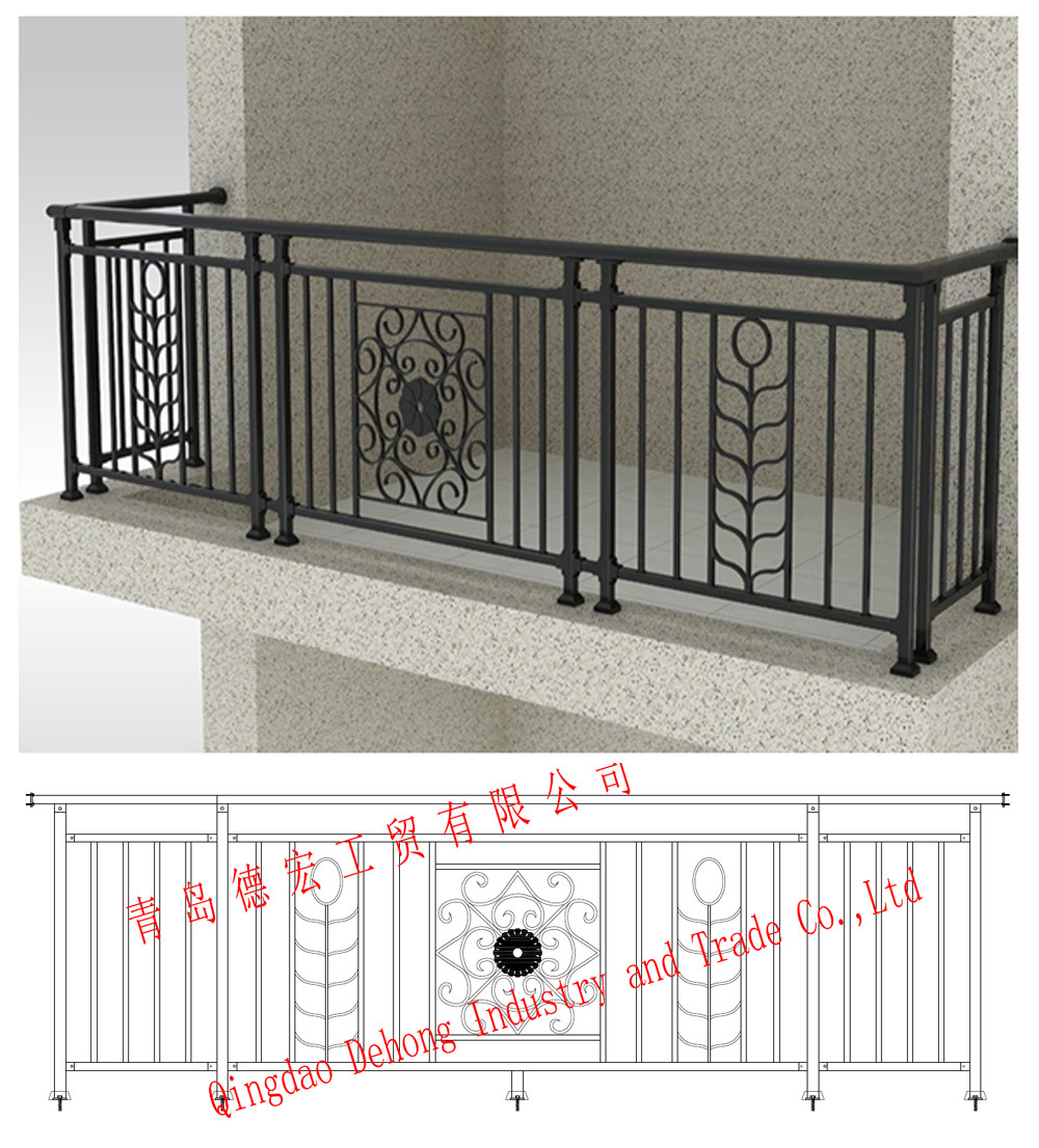 Ornamental Galvanized Wrought Iron Safety Balcony Fence with Powder Coated